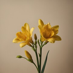 yellow tulips on a white