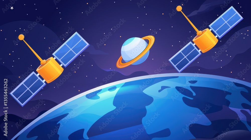 Aufkleber a sleek vector design showcasing a modern earth interconnected with a network of orbiting satellites