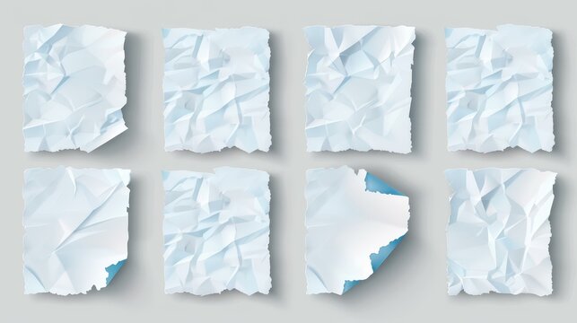 A set of vector illustrations showing badly glued white paper and crumpled posters, perfect for creative projects.