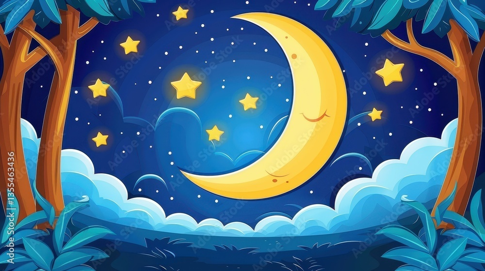 Poster a mesmerizing vector background filled with a starry night sky, perfect for adding a touch of magic 