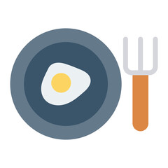 Colorful Flat Breakfast Plate with Egg Icon