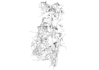 Lubombo, Eswatini: Vector Highway & Building Map in Black and White"