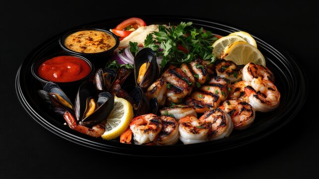 Plato de mariscos a la parrilla