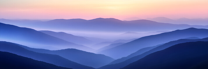 Obraz premium Ethereal Ridge Silhouettes: The Serene Beauty of Layered Mountain Ranges at Dusk