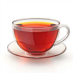 cup of red tea, Isolated on white Background.