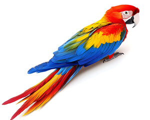 Obraz premium Scarlet Macaw Bird on White.