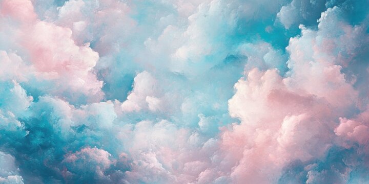 Fondo de nubes esponjosas azul y rosa