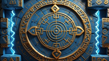 Obraz premium Intricate ancient architectural design with mystical symbols