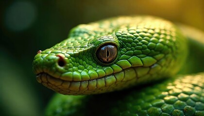 Emerald Green Snake: A Close-Up Masterpiece
