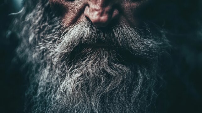 Majestic Grey Beard Closeup of Wisdom and Time.