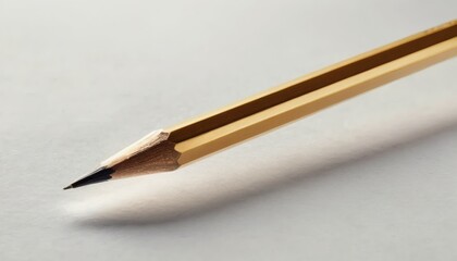 Pencil Point Close Up on White Background with Sharp Lead and Shadow