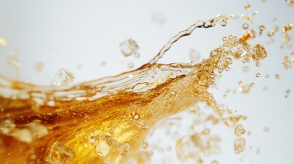 Agua dorada burbujeante con hielo