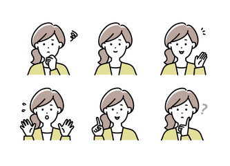 女性の表情イラストセット