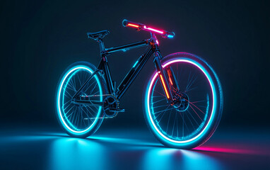 Fototapeta premium Illuminated Bicycle with Smart LED Technology Isolated On White Background.