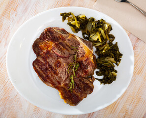 Roast beef with chard and spice. High quality photo