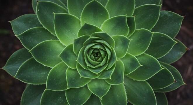 Top-down view of a symmetrical succulent plant with vibrant green tones, Perfect Symmetry of Succulents