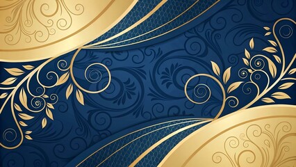 Elegant Gold and Blue Floral Pattern Background