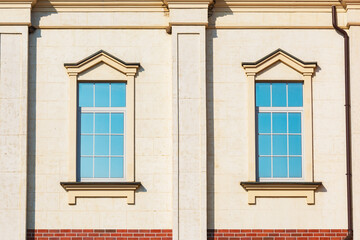 Windows of the hotel building.