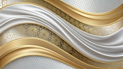 Opulent Gold and White Abstract Design with Geometric Elegance