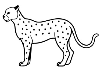 Fototapeta premium Cheetah Silhouette: A sleek cheetah is captured in an elegant side profile, exhibiting a classic design, with focus on its spots and streamlined physique.