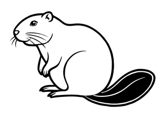 Beaver Silhouette: A sleek, minimalist silhouette of a beaver, its distinctive features captured in bold black lines, emphasizing its unique shape and character.