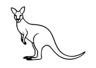 Kangaroo Silhouette: A simple, elegant black and white line drawing of a kangaroo, showcasing its iconic form and powerful pose.