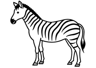Fototapeta premium Monochrome Zebra: A simple black and white illustration captures a zebra's distinctive stripes and elegant form, a stylized representation of the African wildlife.