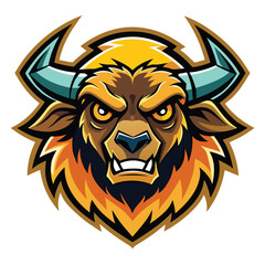 Fierce Bull Logo – Angry Bison Head Mascot – Sports, Gaming, Esports