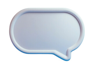 3D Glossy White Speech Bubble Icon with Blue Gradient for Messaging and Communication Design