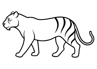 Obraz premium Majestic Tiger Line Art: A stunning monochrome depiction of a tiger, a symbol of power, grace, and the untamed wilderness. 