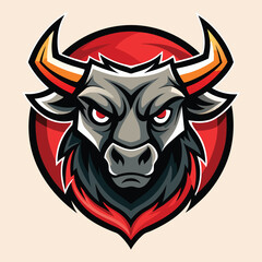 Fototapeta premium Red Bull Logo – Fierce Ox Head Mascot – Esports, Gaming, Sports