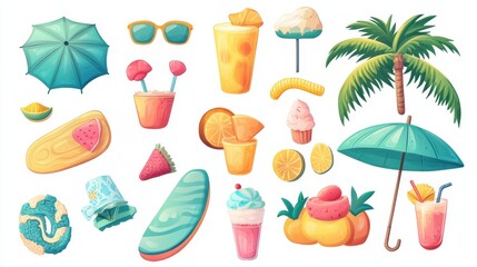 Tropical Summer Vibes Drinks with Skateboards, and Beach Fun.