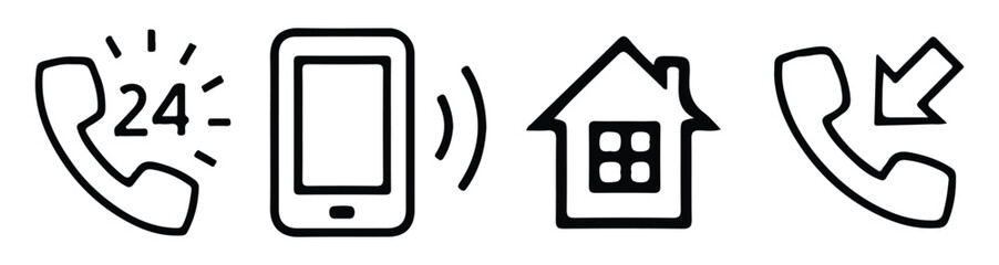 Phone ringing simple icon set. Smartphon, phone, call, telephone sign. Vector illustration EPS10