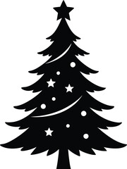 Christmas Tree Black Silhouette Vector Design – Holiday Tree Icon