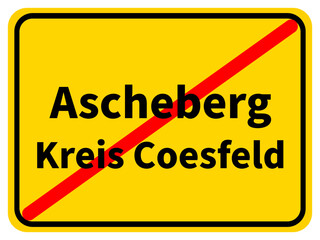 Illustration eines Stadtausgangsschildes von Ascheberg, einer Gemeinde des Kreises Coesfeld