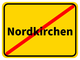 Illustration eines Stadtausgangsschildes von Nordkirchen, einer Gemeinde des Kreises Coesfeld