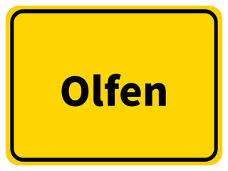 Illustration eines Stadteingangsschildes von Olfen, einer Gemeinde des Kreises Coesfeld