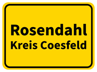 Illustration eines Stadteingangsschildes von Rosendahl, einer Gemeinde des Kreises Coesfeld