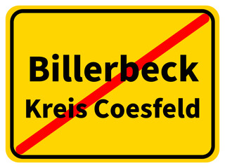 Illustration eines Stadtausgangsschildes von Billerbeck, einer Gemeinde des Kreises Coesfeld