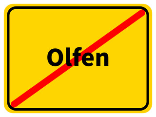 Illustration eines Stadtausgangsschildes von Olfen, einer Gemeinde des Kreises Coesfeld