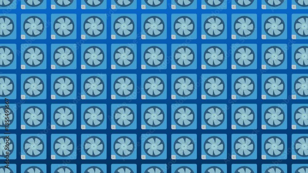 Poster seamless loopable multi-color cooling fan pattern on cobalt blue background - loopable pattern backg