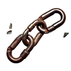 Obraz premium Broken metal chain symbolizing freedom and easter on transparent background