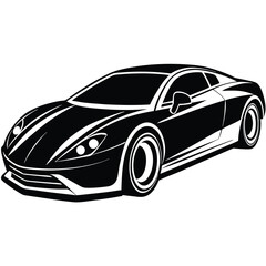 Fototapeta premium Black and White Vector Sports Car Illustration | Minimalist Auto Graphic Design