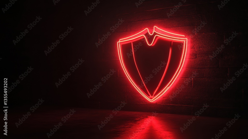 Leinwandbilder glow of the neon shield symbolizing modern security themes in a digital environment