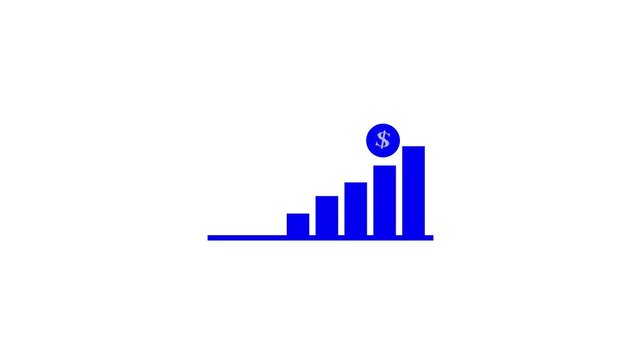 dollar icon, progress, Sales Chart, decrease , economics.Graph icon animated on a black background.Financial Report vector icon.increase money growth icon
