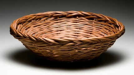 Obraz premium Handcrafted shallow round wicker basket