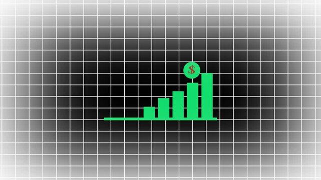 dollar icon, progress, Sales Chart, decrease , economics.Graph icon animated on a black background.Financial Report vector icon.increase money growth icon