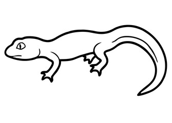 Lizard Outline: A simple, clean black-and-white outline illustration of a lizard. This image provides a minimalist aesthetic suitable for various creative projects. 