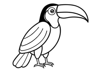 Toucan Illustration: A clean, detailed illustration of a toucan, showcasing its distinctive large beak and vibrant plumage, perfect for educational purposes.