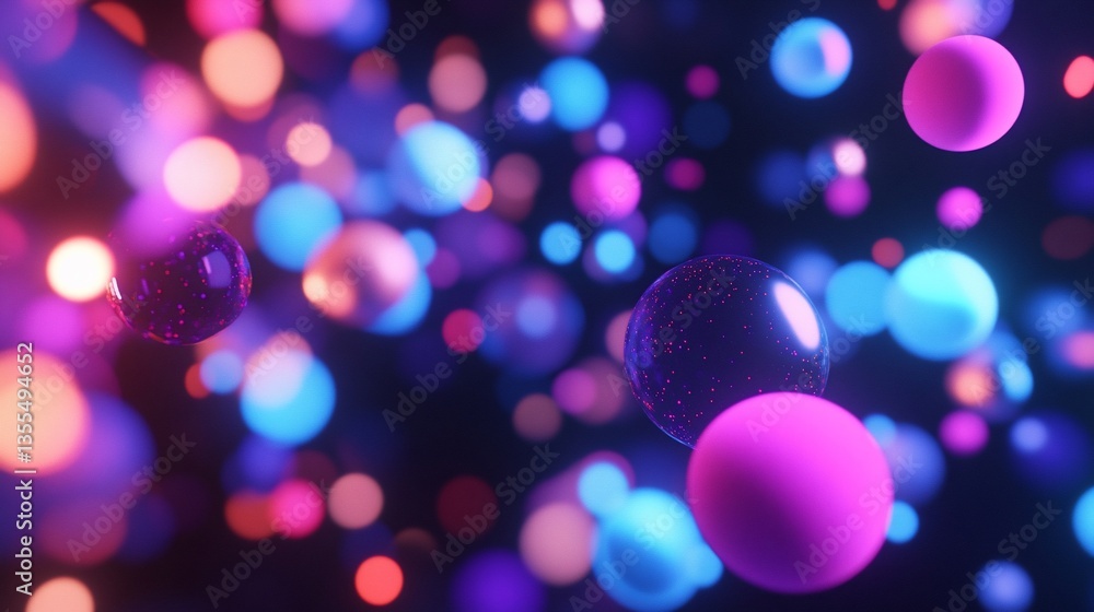 Aufkleber abstract background featuring illuminated spheres of various colors creating a vibrant bokeh effect